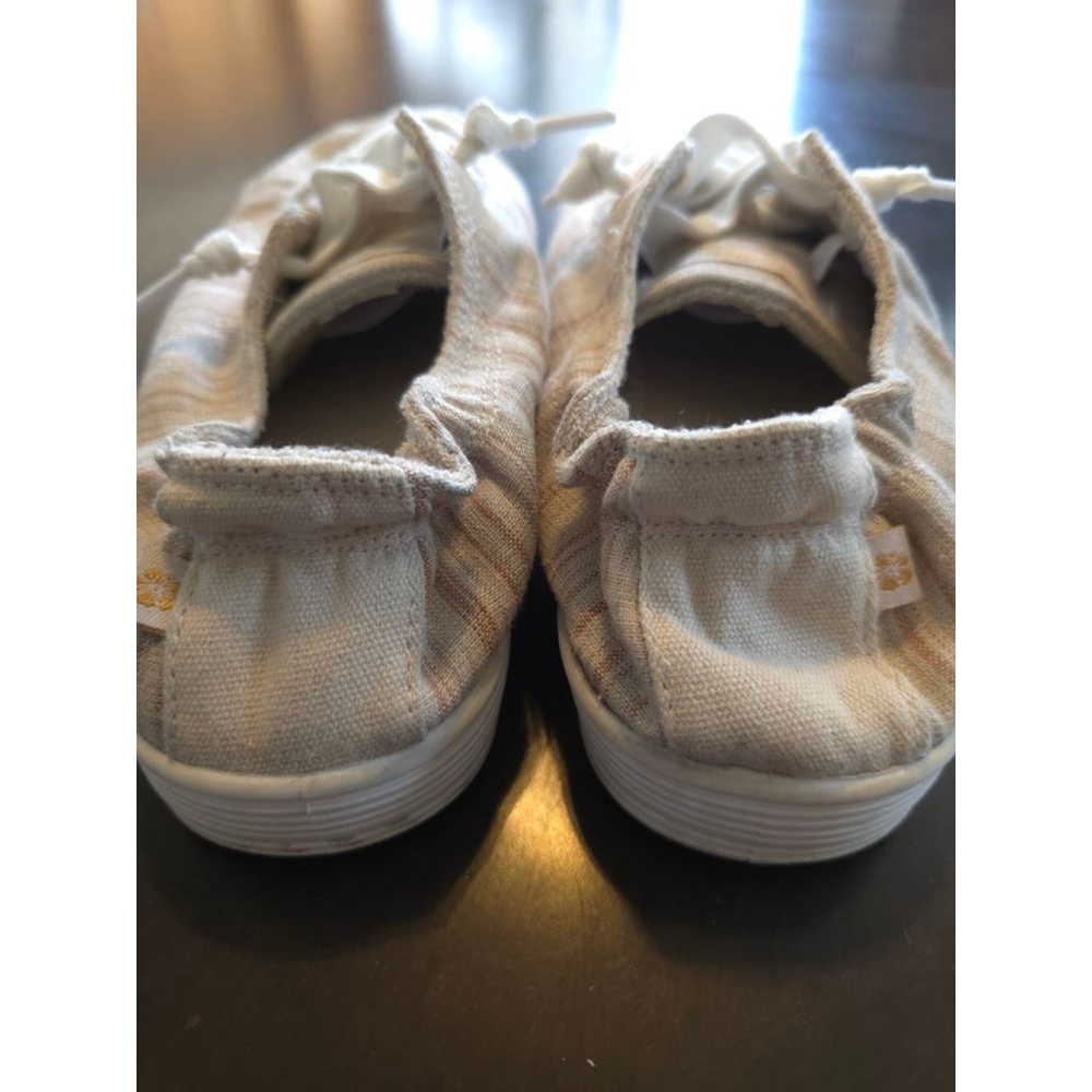Women's Tommy Bahama Boat Shoe Sneakers Size 9 Beige Brown Ivory Striped Coastal - Picture 2 of 9